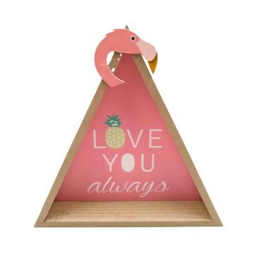 Estante de pared triangular de madera con marco de pared Flamingo